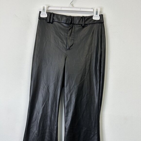 Zara Faux Leather Flare Pants Womens Size XS Black - Picture 4 of 10